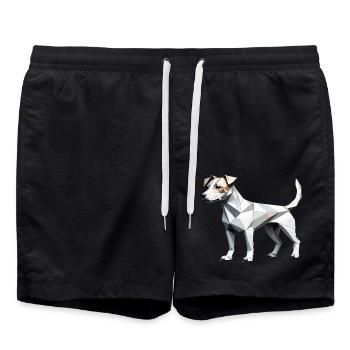 Jack Russell Terrier - Low Poly Pet Dog Design - Badeshorts - Schwarz - Vorne - AI Model Male 185 light (185cm)