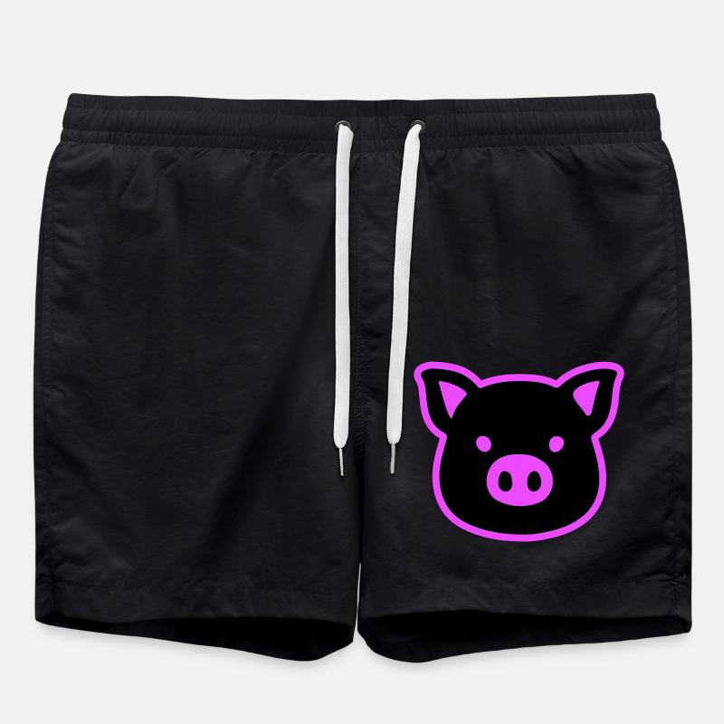 Schwein Kopf Sau - Badeshorts - Schwarz