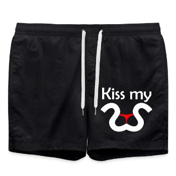 Kiss my S - Swim Trunks - black - Front - AI Model Male 185 light (185cm)