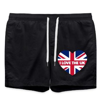 I LOVE THE UK - Swim Trunks - black - Front - AI Model Male 185 light (185cm)