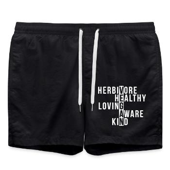 Vegan Meaning Healthy Loving - Swim Trunks - black - Front - AI Model Male 185 light (185cm)