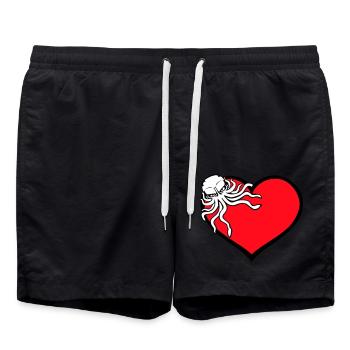 I Love Octopus Heart I Love Heart Symbol Logo Cute - Swim Trunks - black - Front - AI Model Male 185 light (185cm)