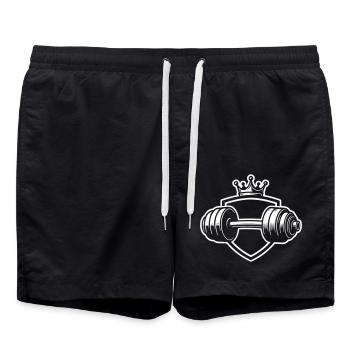 Dumbbell Gym Workout Logo - Swim Trunks - black - Front - AI Model Male 185 light (185cm)