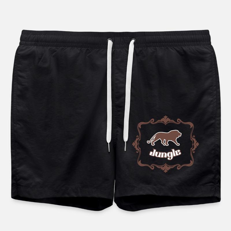 Löwe und Dschungel - Badeshorts - Schwarz