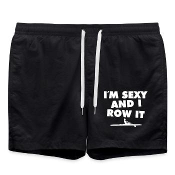 I´m Sexy And I Row It - Rowing - Rudern - Ruderer - Badeshorts - Schwarz - Vorne - AI Model Male 185 light (185cm)