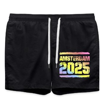 Amsterdam 2025 Colorful - Swim Trunks - black - Front - AI Model Male 185 light (185cm)
