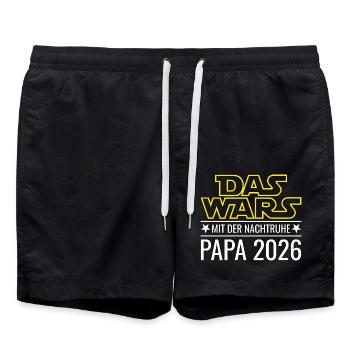 Papa 2026 - Das wars mit der Nachtruhe - Badeshorts - Schwarz - Vorne - AI Model Male 185 light (185cm)