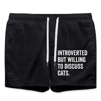 Introverted But Willing to Discuss Cats - Swim Trunks - black - Front - AI Model Male 185 light (185cm)