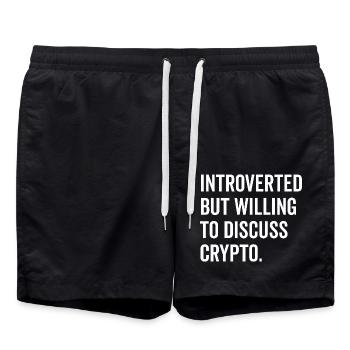 Introverti mais prêt à discuter de crypto - Short de bain - noir - Devant - AI Model Male 185 light (185cm)