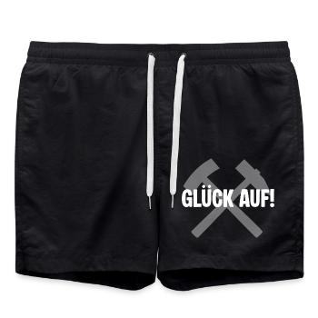Glueck auf Erzgebirge Bergbau - Badeshorts - Schwarz - Vorne - AI Model Male 185 light (185cm)