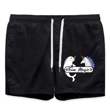 Team Magic Narwhal and Unicorn - Swim Trunks - black - Front - AI Model Male 185 light (185cm)