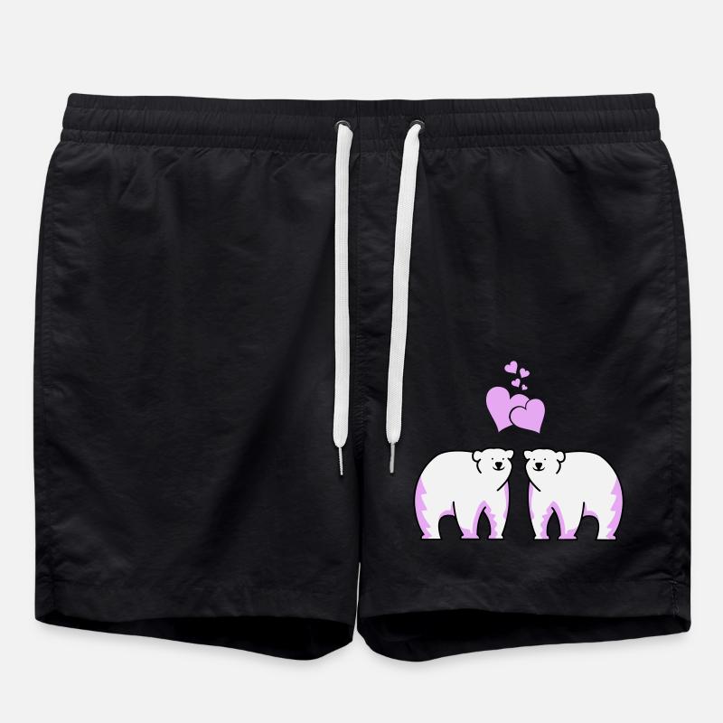 Eisbären verliebt - Badeshorts - Schwarz