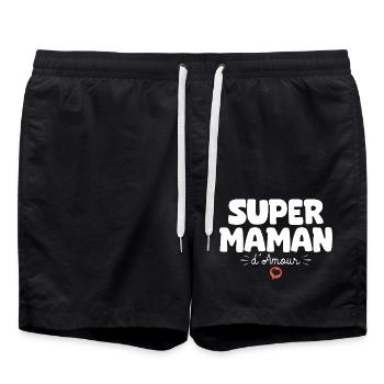 Maman drôle Fête des mères Super maman d'amour - Short de bain - noir - Devant - AI Model Male 185 light (185cm)
