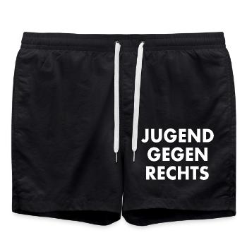Jugend gegen rechts - Badeshorts - Schwarz - Vorne - AI Model Male 185 light (185cm)