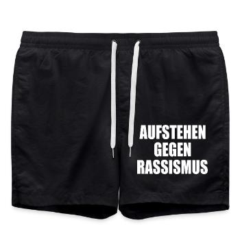 aufstehen gegen rassismus - Badeshorts - Schwarz - Vorne - AI Model Male 185 light (185cm)