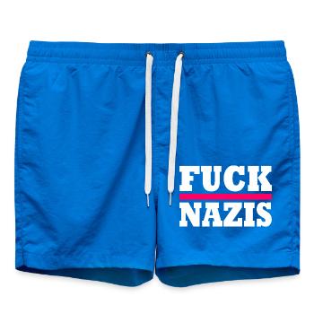 Fuck nazis - Badeshorts - Cobalt blue - Vorne