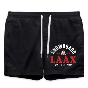 Laax Souvenir Ski- und Snowboard Resort Schweiz Alpen - Badeshorts - Schwarz - Vorne - AI Model Male 185 light (185cm)