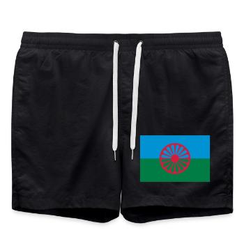 Drapeaux des Roms (V) - Short de bain - noir - Devant - AI Model Male 185 light (185cm)