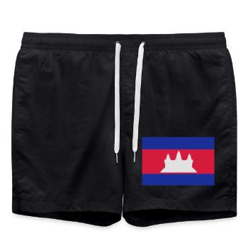 Flag of Cambodia - Swim Trunks - black - Front - AI Model Male 185 light (185cm)