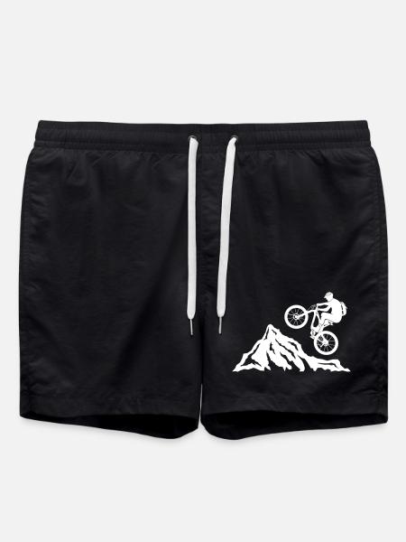 mountain bike, bicycle mountain biker, cyclist - Swim Trunks - black