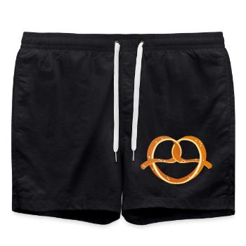schwungvoll geformter Brezel mit grobem Salz - Badeshorts - Schwarz - Vorne - AI Model Male 185 light (185cm)