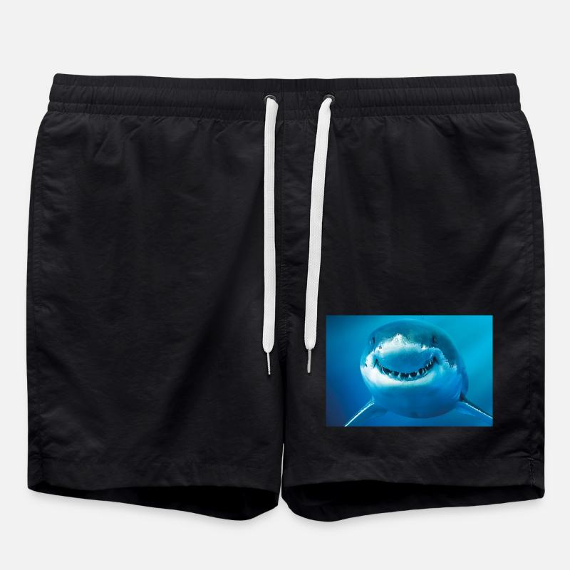 Smiling Shark Underwater - Swim Trunks - black