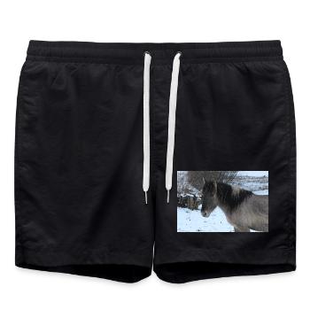 Pferd Pferdeposter - Badeshorts - Schwarz - Vorne - AI Model Male 185 light (185cm)