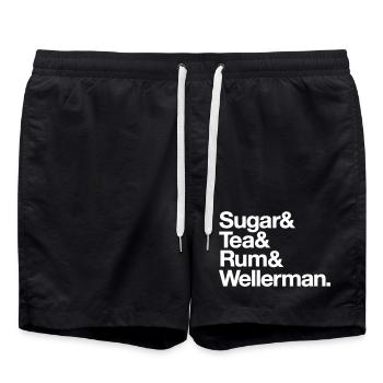 ShantyTok Zucker Tee Rum Wellerman Song Sea Shanty - Badeshorts - Schwarz - Vorne - AI Model Male 185 light (185cm)