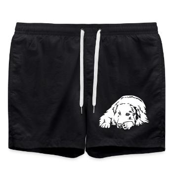 Pyrenees mountain dog "Black Edition" - Swim Trunks - black - Front - AI Model Male 185 light (185cm)