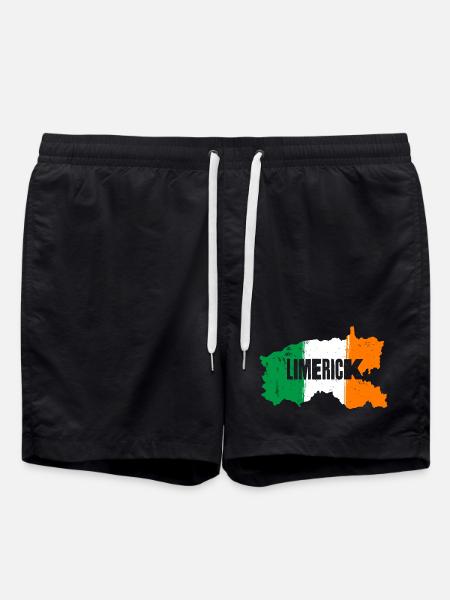 Limerick Ireland Flag | County Outline Map - Swim Trunks - black
