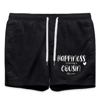 Cousin & Cousin Happiness Cadeau Anniversaire Merci - Short de bain - noir - Devant - AI Model Male 185 light (185cm)