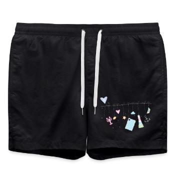 symboles colorés délicats maritimes sur la corde à linge - Short de bain - noir - Devant - AI Model Male 185 light (185cm)