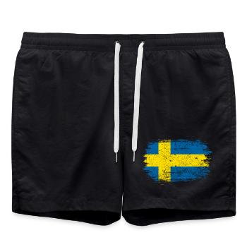 Swedish Brush Flag - Swim Trunks - black - Front - AI Model Male 185 light (185cm)