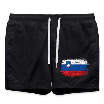 Art au pinceau du drapeau slovène - Short de bain - noir - Devant - AI Model Male 185 light (185cm)
