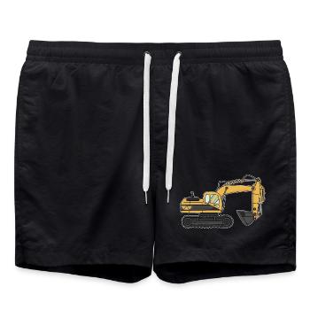 Bagger, Baustelle - Badeshorts - Schwarz - Vorne - AI Model Male 185 light (185cm)