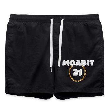 Berlin Moabit 21 Shirt - Badeshorts - Schwarz - Vorne - AI Model Male 185 light (185cm)