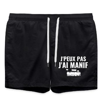 réforme des retraites, manifestation - Short de bain - noir - Devant - AI Model Male 185 light (185cm)