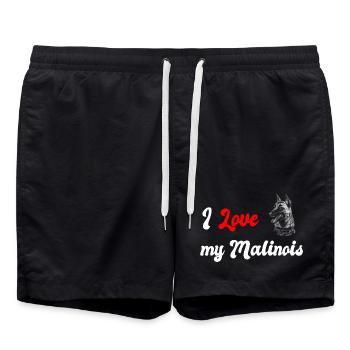 Ich liebe meinen Malinois - Badeshorts - Schwarz - Vorne - AI Model Male 185 light (185cm)