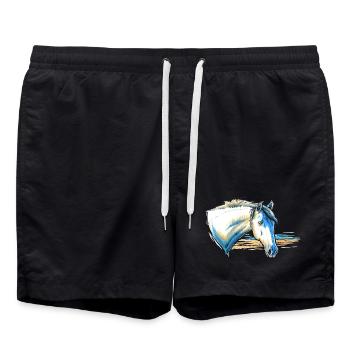 Horse Portrait - Swim Trunks - black - Front - AI Model Male 185 light (185cm)