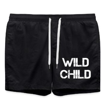 Wildes Kind Fette Schriftart T-Shirt Design - Badeshorts - Schwarz - Vorne - AI Model Male 185 light (185cm)