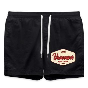 Vancouver Vintage City Label - Badeshorts - Schwarz - Vorne - AI Model Male 185 light (185cm)