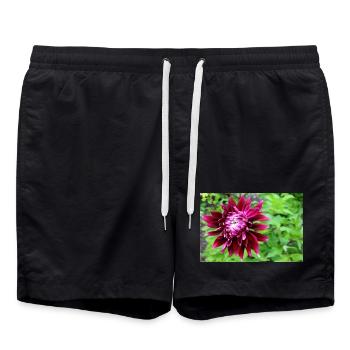 Dahlia, Fleur, Fleur Rouge - Short de bain - noir - Devant - AI Model Male 185 light (185cm)