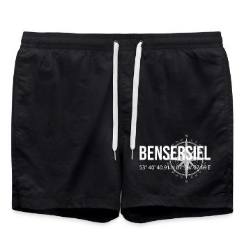 Koordinaten Bensersiel - Badeshorts - Schwarz - Vorne - AI Model Male 185 light (185cm)