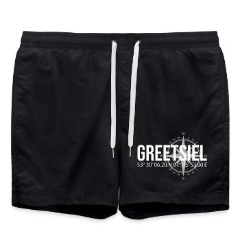 Koordinaten Greetsiel - Badeshorts - Schwarz - Vorne - AI Model Male 185 light (185cm)