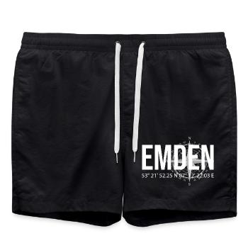 Koordinaten Emden - Badeshorts - Schwarz - Vorne - AI Model Male 185 light (185cm)