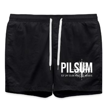 Koordinaten Pilsum - Badeshorts - Schwarz - Vorne - AI Model Male 185 light (185cm)