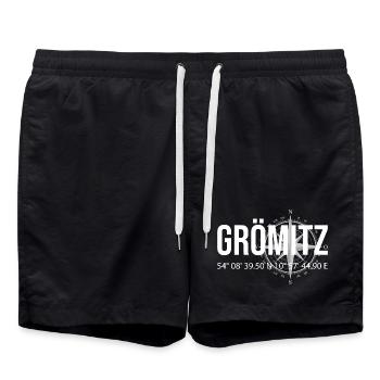 Koordinaten Grömitz - Badeshorts - Schwarz - Vorne - AI Model Male 185 light (185cm)