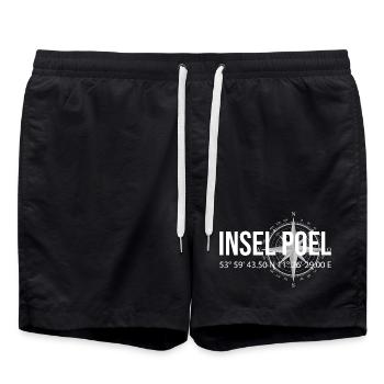 Koordinaten Insel Poel - Badeshorts - Schwarz - Vorne - AI Model Male 185 light (185cm)
