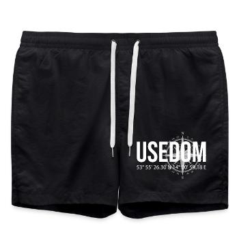 Koordinaten Usedom - Badeshorts - Schwarz - Vorne - AI Model Male 185 light (185cm)