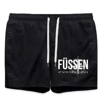 Koordinaten Füssen - Badeshorts - Schwarz - Vorne - AI Model Male 185 light (185cm)